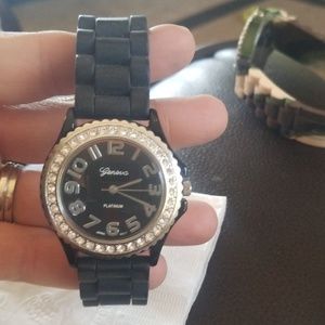 Geneva Black bling watch